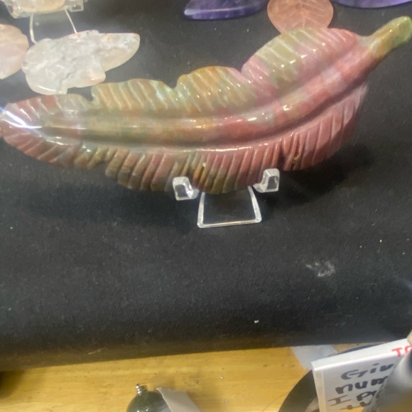 Flower agate handcarved leaf - Picture 3 of 3